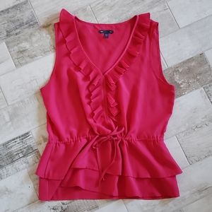 Gap Factory Small Hot Pink Ruffle Sleeveless Blouse Tank Top